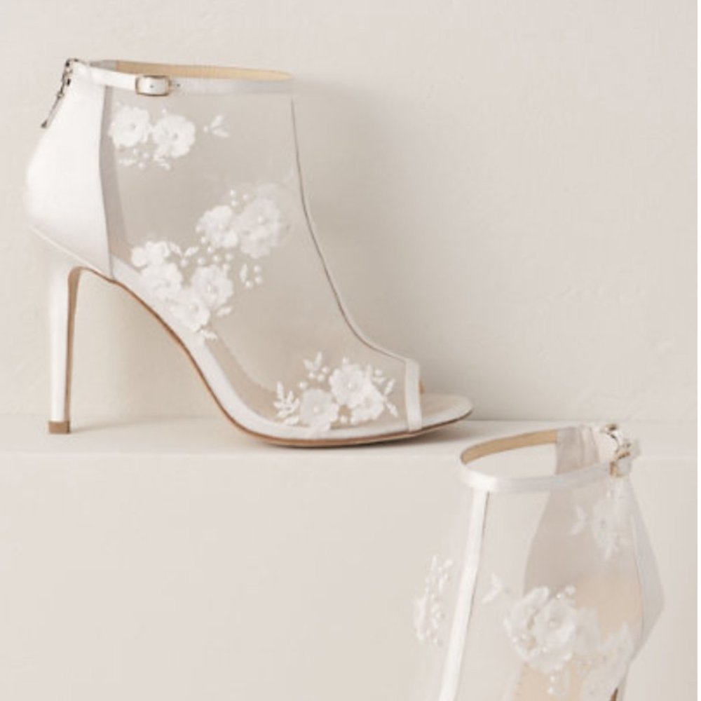 BELLA BELLE FLORAL CHIFFON BOOTIES - WEDDING (7.5)